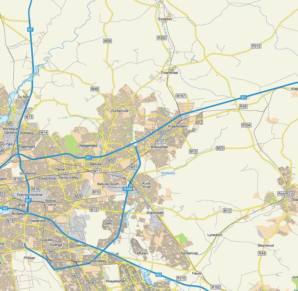 карта brackenfell, така Кейптаун