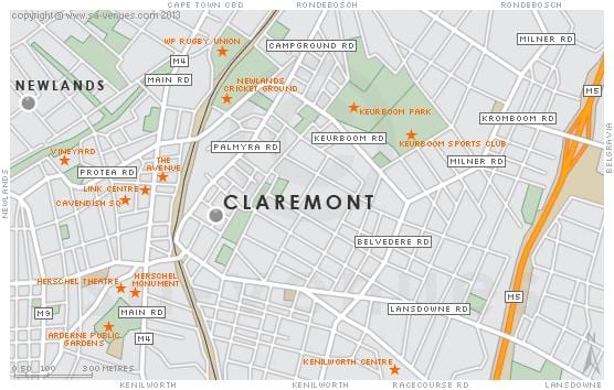 карта Claremont Кейптаун