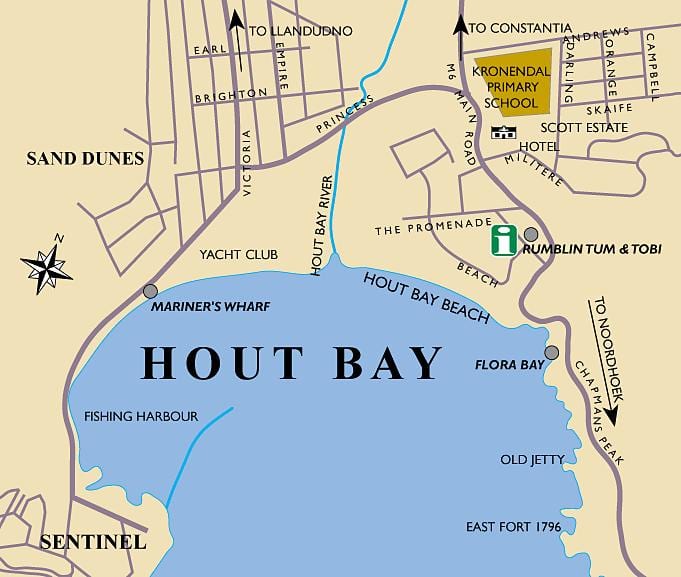 карта Hout Bay на картата на кейп таун