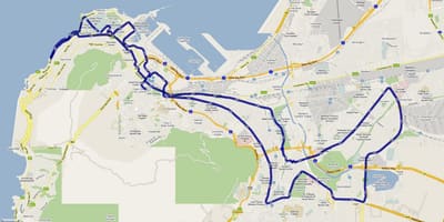 Карта на Кейптаун марафонской писти 