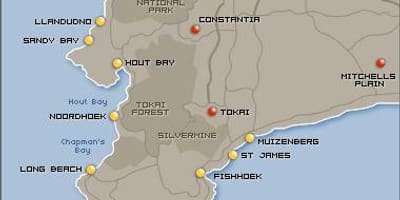 Карта на плажовете на кейп таун
