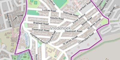 Карта на град vredehoek Кейптаун
